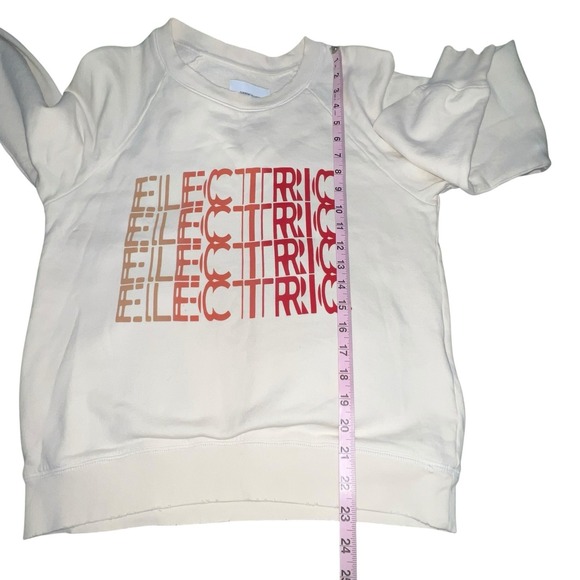 Current/Elliott Womens Top Electric Crewneck Graphic Sweatshirt Size 0 Ivory - Picture 5 of 10